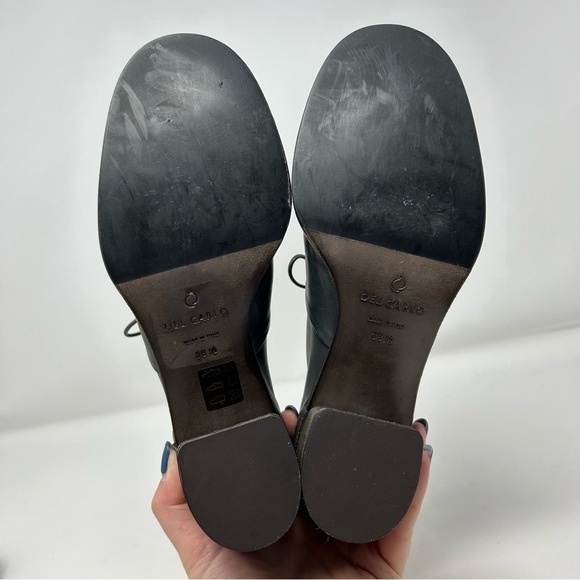 Del Carlo Dark Gray Heeled Oxford Style Round Toe Loafer Size 38.5 (US Size 8.5) - Picture 8 of 12